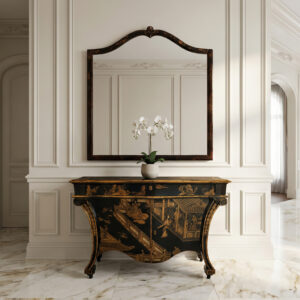 BAKER Furniture Chinoiserie Commode and Mirror, circa 1985